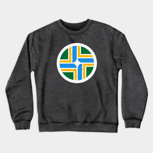 Retro Portland Oregon City Flag // Vintage PDX Grunge Emblem Crewneck Sweatshirt by Now Boarding